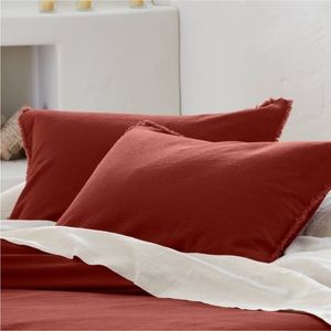 New Pair Casaluna Pillow Shams Linen Blend Heavyweight King Dark Clay